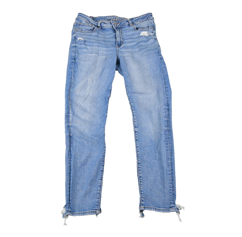 American Eagle Jeans Womens 14 (30x27) Hi-Rise Jegging Blue Denim Disressed